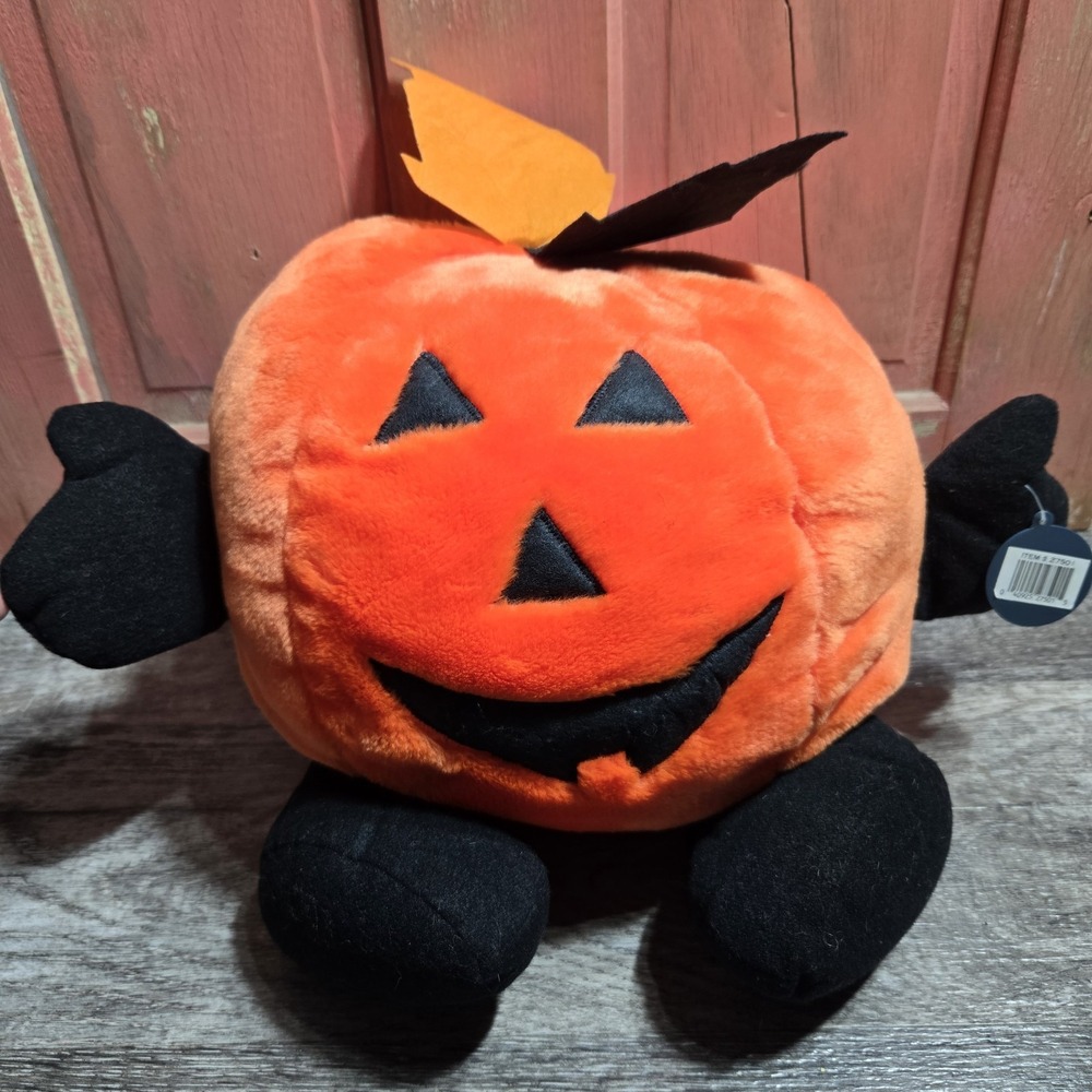 Vintage Halloween Chrisha Collection Playful Pumpkin Plush Jack-O-Lantern 1988